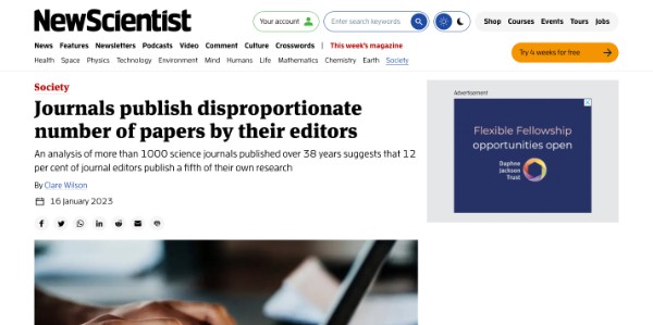 Journals publish disproportionate number of papers by their editors New Scientis www.newscientist.com