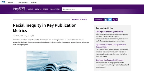 Physics Racial Inequity in Key Publication Metrics physics.aps.org