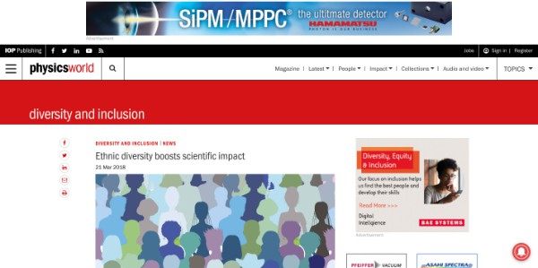 Ethnic diversity boosts scientific impact – Physics World physicsworld.com